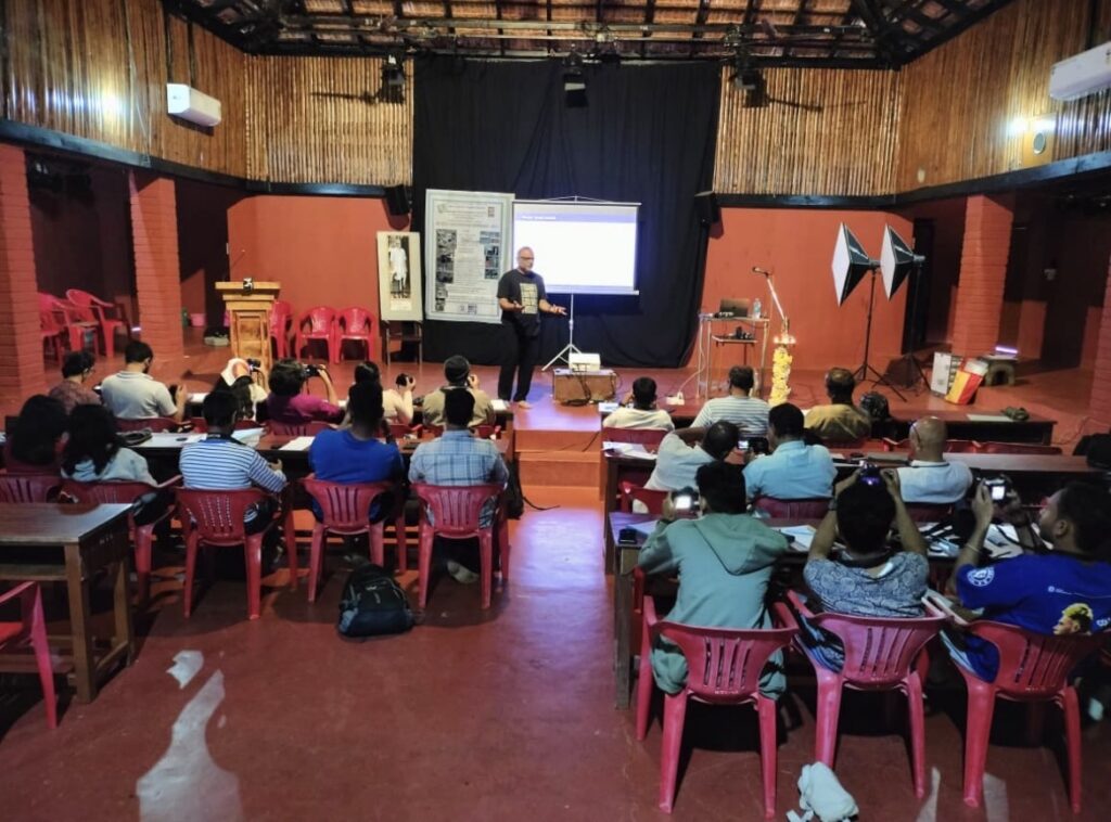 Participants attending an SPS photography workshop presentation at Ninasam.